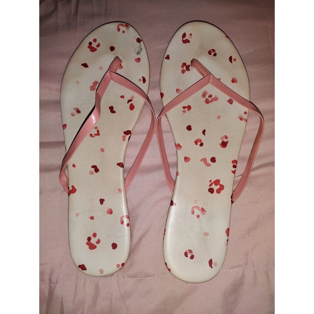 LC Lauren Conrad Size 10 Pink Spotted Flip Flop Flat Sandals